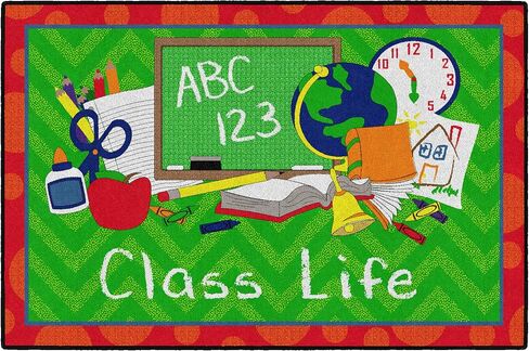 Flagship Carpets Class Life Area Rug for Home Learning or Classroom Carpet, Kids Bedroom, Playroom Mat for Playing and Reading, 2' x 3', Green/Red in Saudi Arabia