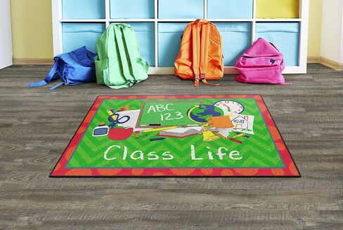 Flagship Carpets Class Life Area Rug for Home Learning or Classroom Carpet, Kids Bedroom, Playroom Mat for Playing and Reading, 2' x 3', Green/Red in Saudi Arabia