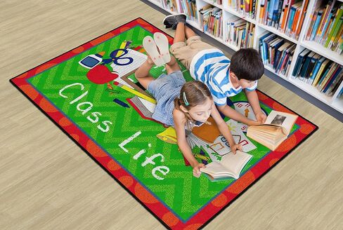 Flagship Carpets Class Life Area Rug for Home Learning or Classroom Carpet, Kids Bedroom, Playroom Mat for Playing and Reading, 2' x 3', Green/Red in Saudi Arabia