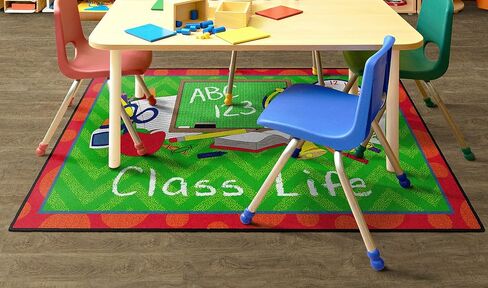 Flagship Carpets Class Life Area Rug for Home Learning or Classroom Carpet, Kids Bedroom, Playroom Mat for Playing and Reading, 2' x 3', Green/Red in Saudi Arabia