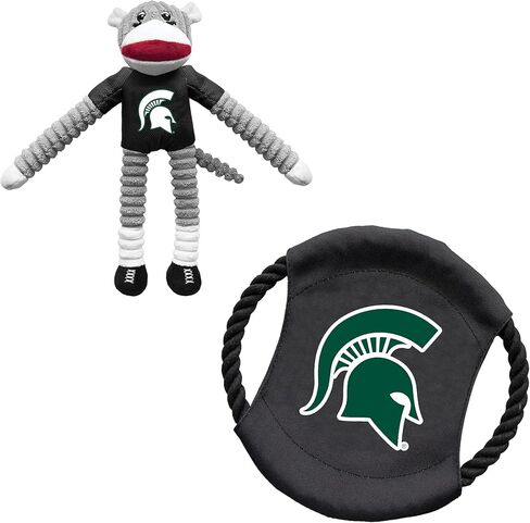 مجموعة ألعاب الحيوانات الأليفة من Littlearth للبالغين من الجنسين NCAA Michigan State Spartans Sock Monkey والقرص الطائر، لون الفريق، مقاس واحد in Saudi Arabia