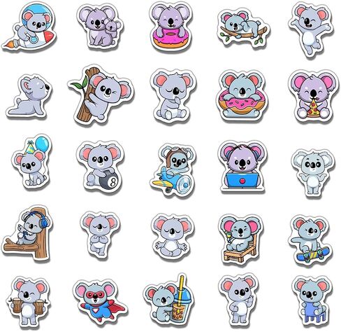 Pack 50 Pcs Cute Animal Koala Stickers for Water Bottles Waterproof Laptop Luggage Cups Computer Scrapbooking Teens Adults Girls Boys Aesthetic Sticker Packs Small Vinyl Decals in Saudi Arabia