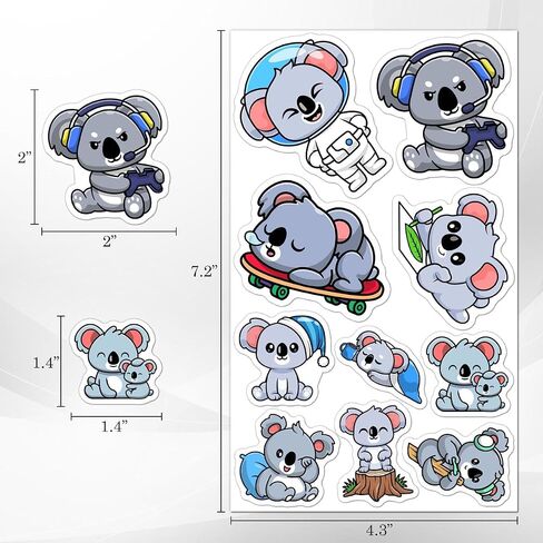 Pack 50 Pcs Cute Animal Koala Stickers for Water Bottles Waterproof Laptop Luggage Cups Computer Scrapbooking Teens Adults Girls Boys Aesthetic Sticker Packs Small Vinyl Decals in Saudi Arabia