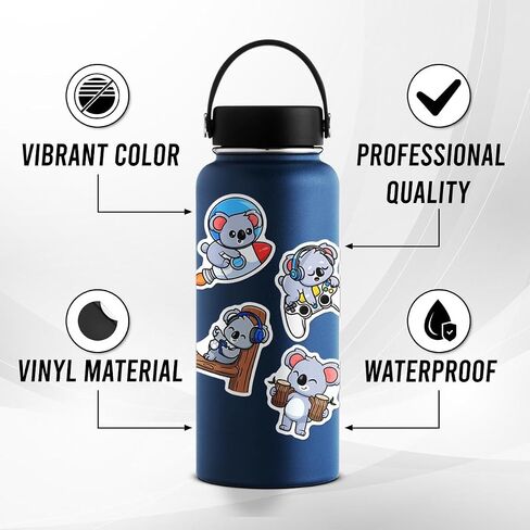 Pack 50 Pcs Cute Animal Koala Stickers for Water Bottles Waterproof Laptop Luggage Cups Computer Scrapbooking Teens Adults Girls Boys Aesthetic Sticker Packs Small Vinyl Decals in Saudi Arabia
