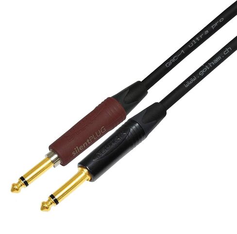 أفضل الكابلات في العالم بطول 6 أقدام - Gotham GAC-1 Ultra Pro - كابل أداة جيتار باس ممتاز منخفض الغطاء (21 pf/F) مع مقابس TS ذهبية نيوتريك مستقيمة إلى مستقيمة (قابس صامت) ¼ بوصة (6.35 مم) - مقابس TS مصنوعة حسب الطلب in Saudi Arabia