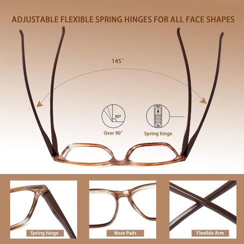 JOSCHOO Ladies Reading Glasses Blue Light Blocking Spring Hinge Fashion Pattern Print Eyeglasses for Women Men in Saudi Arabia