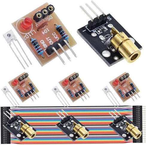 4 Pcs Laser Receiver Sensor Module Non-Modulator Tube Laser Detection Module for Arduino with 4 Pcs 5V KY-008 650nm Laser Transmitter Sensor Module, Dupont Cable in Saudi Arabia