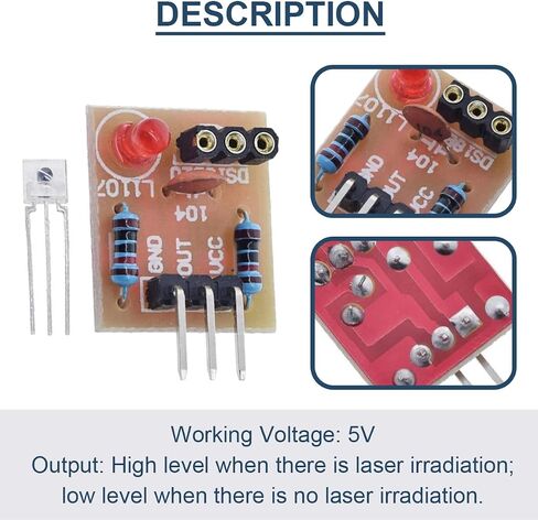 4 Pcs Laser Receiver Sensor Module Non-Modulator Tube Laser Detection Module for Arduino with 4 Pcs 5V KY-008 650nm Laser Transmitter Sensor Module, Dupont Cable in Saudi Arabia