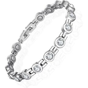 Magnetic Bracelets for Women, Therapy Magnetic Bracelet for Arthritis and Joint, Titanium Steel Magnetic Bracelets with Neodymium Magnets & Sparkling Crystals Health Healing Jewelry Gifts