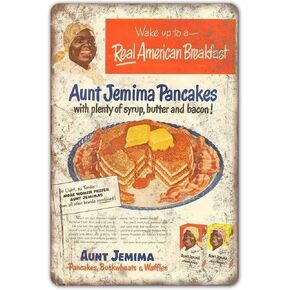 Retro Kitchen Decor, Aunt Jemima Pancake Waffle Mix Metal Signs, Vintage Breakfast Tin Sign Home Bar Wall Poster 8x12 Inch