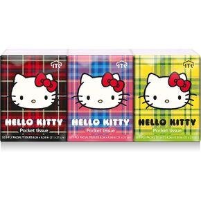Hello Kitty Facial Pocket Tissue 6 Packs (3-Ply, 10 Sheets per Pack)