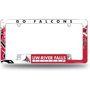 Rico Industries NCAA Wisconsin-River Falls Falcons Primary 12" x 6" Chrome All Over Automotive License Plate Frame for Car/Truck/SUV