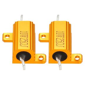 YOKIVE 2 Pcs Aluminum Case Resistor, Office LED Converter Replacement Wirewound Resistance, Great for Daily Use (Gold, 10W 25 Ohm)