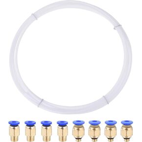 uxcell Pneumatic PTFE Air Tubing Kit Hose Air Line Tubing 4mm OD 4M White with M5 M8 Push to Connect Fittings