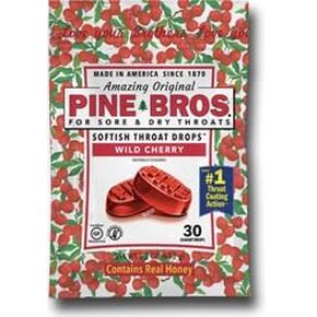 Pine Bros. Softish Throat Drops Value Size Wild Cherry - 30 Drops (Pack of 2)