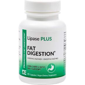 Lipase Plus - Keto diet, digestive enzyme formula, fatty food digestion, omega fatty acid absorption | 45 count