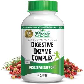 Botanic Choice Digestive Enzyme Complex - Digestive Aid for Healthy Gut Supplement for Better Digestion and Improved Nutrient Absorption to Ease Abdominal Bloating - 90 Pills