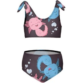 Girls Swimsuit Two Piece Swimwear Cute Axolotl Couple Beach Sport Bathing Suit Tankini Bikini Set for Girls