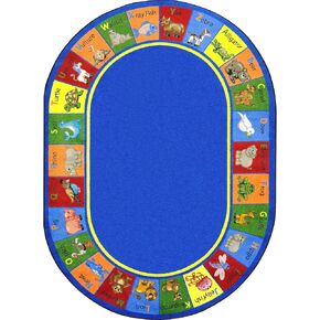 Joy Carpets Animal Phonics Rug, Multi, 5'4" x 7'8" Oval