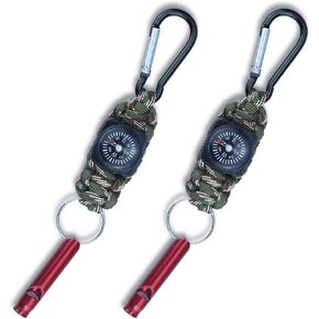 عبوتان من صفارة النجاة في حالات الطوارئ مع بوصلة وسلسلة مفاتيح باراكورد مضفرة مع حلقة تسلق متعددة الوظائف بوصلة صفارة لسلسلة المفاتيح للمشي لمسافات طويلة في الهواء الطلق والصيد وركوب القوارب وصيد الأسماك in Kuwait
