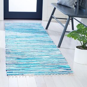 SAFAVIEH Rag Rug Collection Accent Rug - 2' x 3', Black & Multi, Handmade Boho Stripe Cotton, Ideal for High Traffic Areas in Entryway, Living Room, Bedroom (RAR129Q)