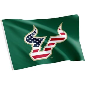 لافتات علم جامعة صبار الصحراء بجنوب فلوريدا USF Bulls Flag لافتات 100% بوليستر للاستخدام الداخلي والخارجي 3 × 5 أقدام (نمط Z)