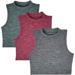 SUMONA 3 Pack Assorted Color Everyday Casual Sport Yoga Women Mock High Neck Crop Tops