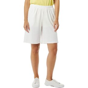 AmeriMark Women’s Shorts - Full Elastic Waist Athletic Bermuda Shorts - Ladies 100% Cotton Pull-On Golf Shorts with Pockets
