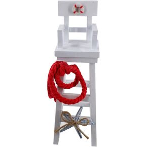 The Bridge Collection White Lifeguard Chair Figurine - Wooden White Indoor Miniature Beach House Decor for Tropical Home Decor - Coffee Table, Office, or Vacation Home Decor
