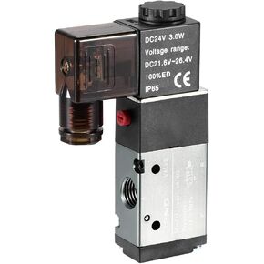 uxcell DC 24V 3 Way 2 Position 1/4" PT,Pneumatic Air Control NO Solenoid Valve,Internally Single Piloted Acting Type,3V210-08