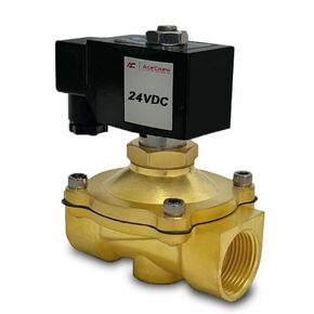 AceCrew Brass Electric Solenoid Valve Viton 1" inch NPT, 24VDC Normally Closed - flow control valve for fluid, gas, air