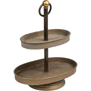 Creative Co-op EC0231 Metal 2-Tier Tray Decorative Accents, Black in Kuwait