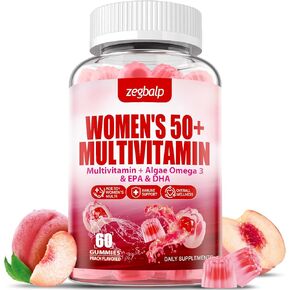 Sugar-Free Womens Multivitamin 50 Plus Gummies With Calcium, Magnesium, Zinc, Vitamin A, C, D3, E, K2, B Complex, Folate, Biotin - Multi Vitamins & Minerals For Skin, Energy, Eye, Immune Support