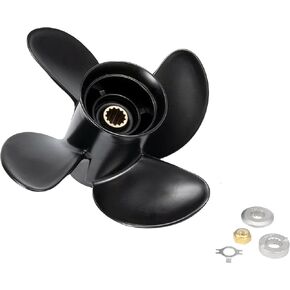 48-8M8026630 10.3 X 13 Pitch 4 Blade 13 Spline Tooth Outboard Boat Propeller Replacement for Mercury 25-70 HP Aluminum Prop with Hub Kit
