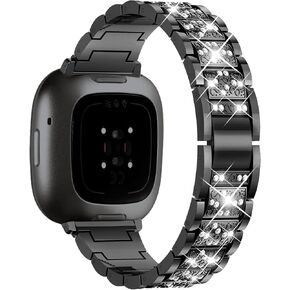 Bling Metal Bands Compatible with Fitbit Versa 4 /Fitbit Versa 3 /Fitbit Sense 2 /Fitbit Sense Bands for Women,Adjustable Replacement Straps Including regulator