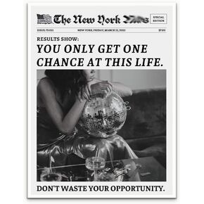 Better Late Than Ugly Poster Black and White Newspaper Postes Girl Dorm Room Art Women Wall Art College Decor Newspaper print Bar Cart Art Wall Art Trendy Print Canvas Poster 12x16in Unframed poster