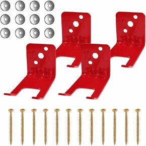 Luxmool Fire Extinguisher Mount, Fire Extinguisher Bracket Up to 20lbs Extinguishers, Universal for All Extinguishers with Valve Body Slots, Holder for Dry Chemical and Water Extinguishers（Red, 4 Pack