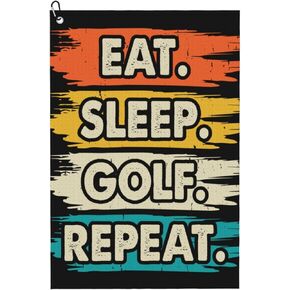 Eat Sleep Golf Repeat Funny Golf Towel for Golf Bags with Clip