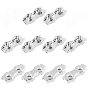 Duplex Wire Rope Clips Stainless Steel 316 Double Bolt Cable Clamp Marine Grade,10 Pcs (M3)
