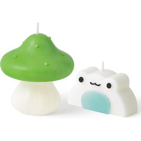 Mushroom Frog Scented Candles Creative Gift Danish Pastel Aesthetic Decor Pine Fragrance Aromatherapy Natural Soy Wax Handmade Candles Decoration for Bedroom Bathroom Desk Green White