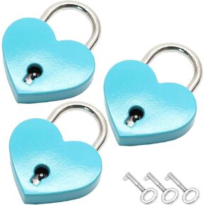 3pcs Mini Heart Shaped Padlock, Metal Lock with Key for Diary Book Jewelry Storage Box Handbag (Black)