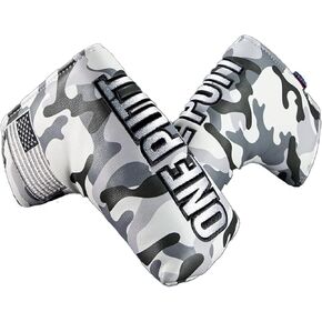CMC Design Custom Snow Camo Embroidered Golf Blade Head Cover - Glove Soft Lining - Design Elements Include Applique and Embossing - Great Fit for Any Club as Golf Head Covers, Blade Putter Cover
