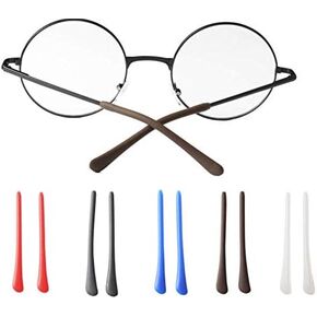 5 Pairs Colorful Anti-Slip Silicone Eyeglass End Tips Ear Sock Pieces Tube Replacement for Thin Metal Eyeglass Legs