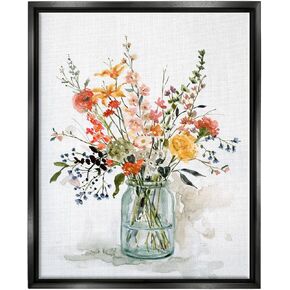 Stupell Industries Warm Summer Meadow Floral Bouquet Still Life Painting, Design by Carol Robinson, Black Floater Framed