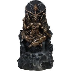 Ebros Sabbatic Goat of Mendes Samael Lilith Baphomet with Pentagram Sigil Backflow Cone Incense Smoke Burner Decorative Figurine 7.5" Tall LaVeyan Serpent Skulls Occultic Accent