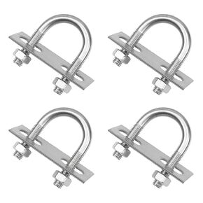 4 Sets Round U-Bolts Inner Width 27mm/1.06" 304 Stainless Steel M8 with Nuts Frame Plate