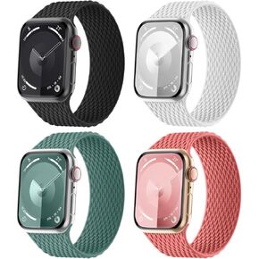 Silicone Solo Loop Bands Compatible with Apple Watch Band 38mm 40mm 41mm 42mm 44mm 45mm 49mm for Women Men, Braided Silicone Sport Strap Compatible for iWatch Series 9/8/7/6/5/4/3/2/1/SE/Ultra/Ultra 2