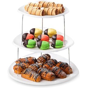 Masirs 3-Tier Collapsible Bowl: Decorative Design Folds for Minimal Storage. Ideal for Serving Snacks, Salad, and Fruit. Top Bowl Divided into Three Sections.