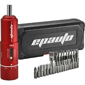 EPAuto FAT Torque Screwdriver Wrench for Gunsmithing | Bicycle Mechanics,10 to 80 inch-pound, 28 Bits Set, Red