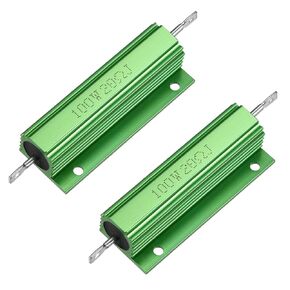 uxcell 2 Pcs Aluminum Case Resistor 100W 20 Ohm Wirewound Green for LED Replacement Converter 100W 20RJ